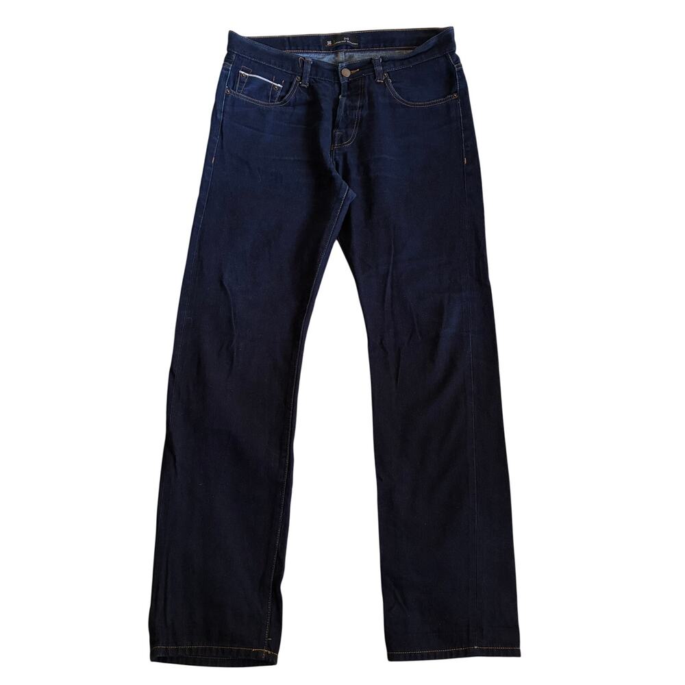 Combatant Gentlemen Jeans Mens 36 x 34 Indigo Selvedge Slim Straight Button Fly